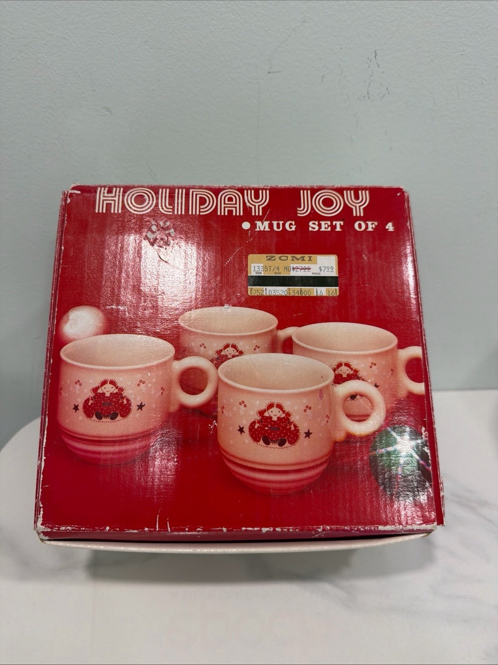 Holiday Joy Pink Mug Set of 4